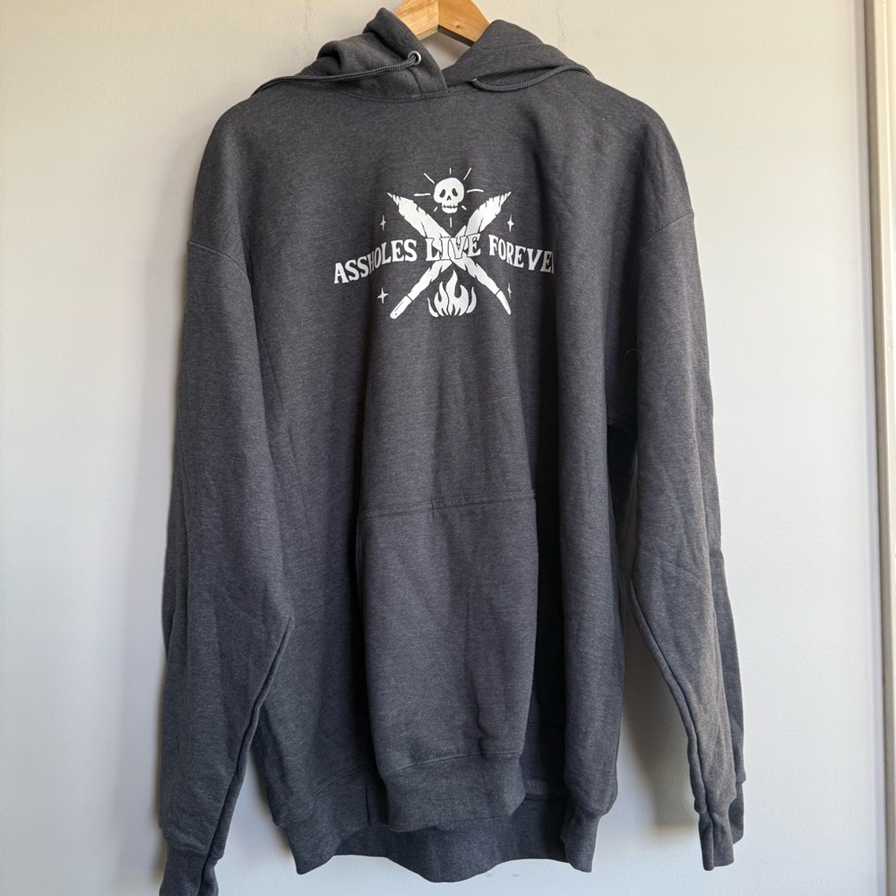 A$$ Holes Live Forever charcoal Gray Hoodie Size XL UniSex EUC